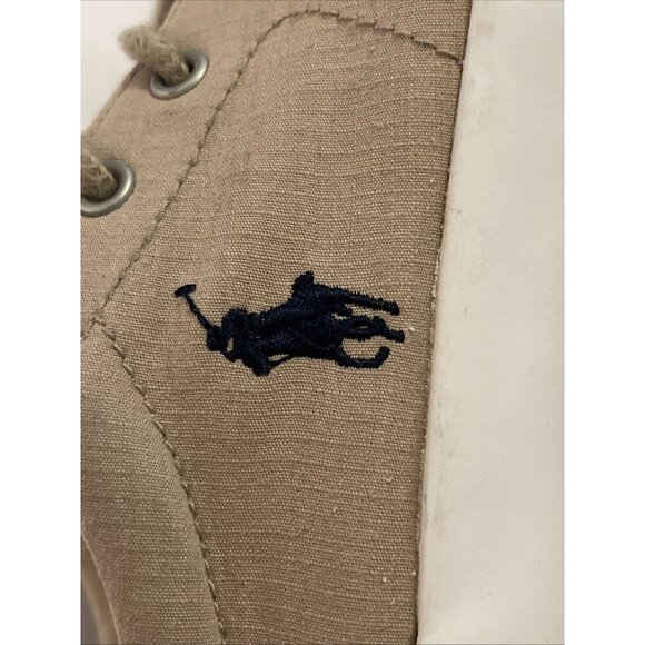Boys Tan Polo Ralph Lauren Lace Up Canvas Sneaker Dress Shoes Size 4Y Logo - Picture 11 of 16